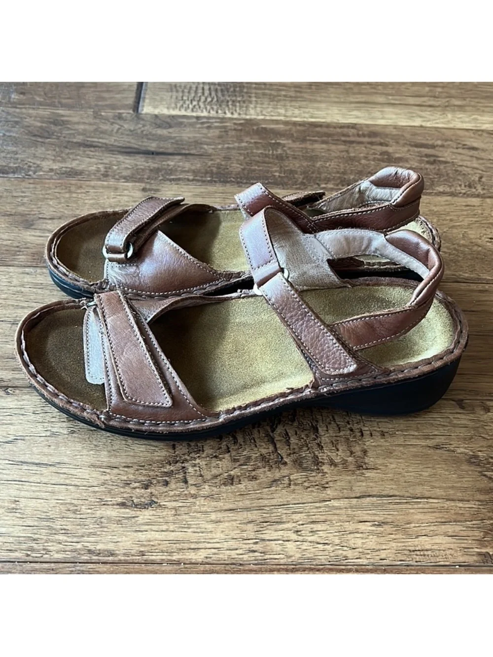 Naot Brown Leather Sandals Comfort Shoes Adjustable Straps Size 37 / US 6